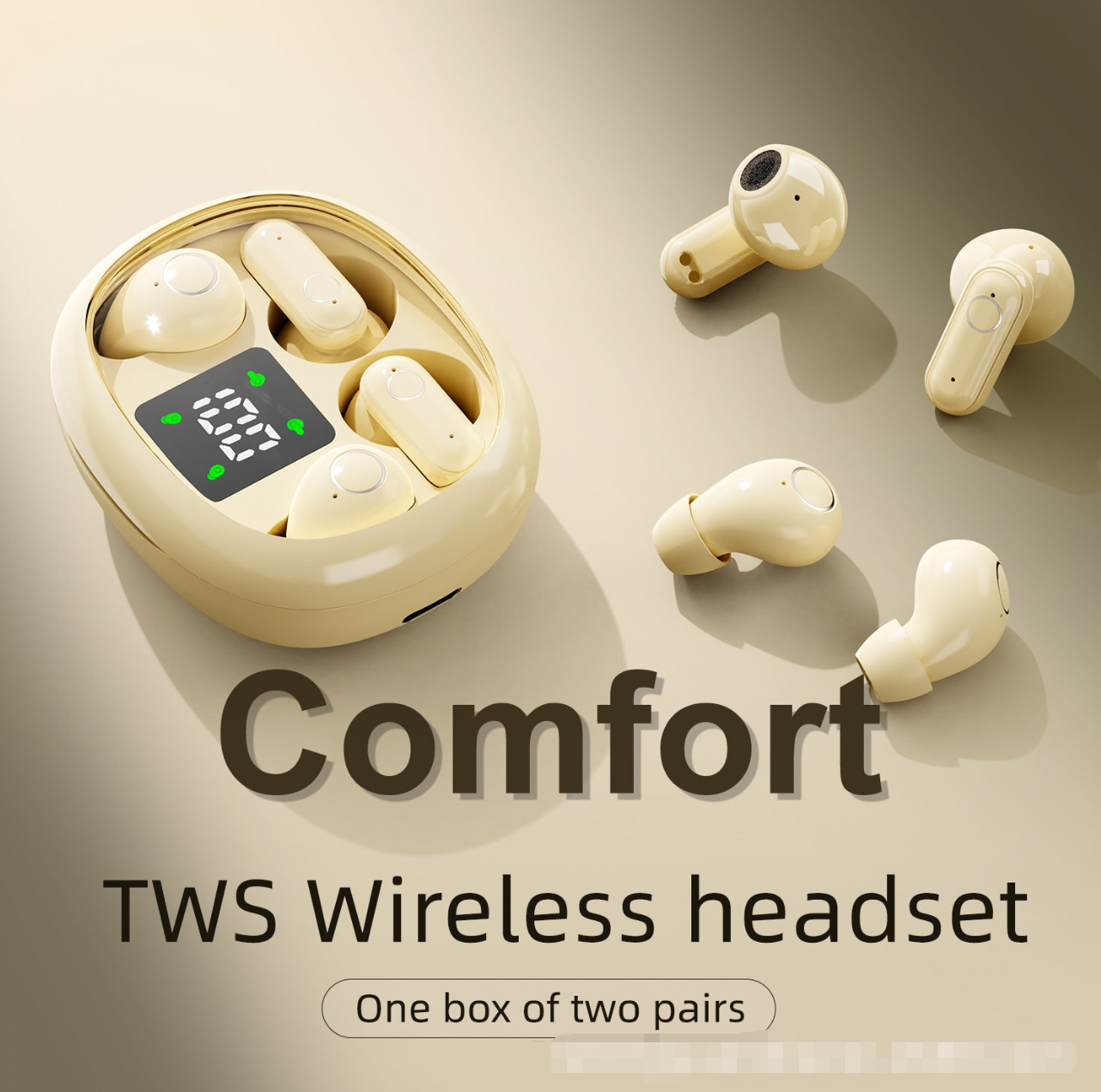 【2 pairs of headphones】Wireless Bluetooth Headphones，Tiny Size Invisible Earbuds，Waterproof Headsets，With Mic，Sleep and Sports Earphones Set, 2 Pairs, Mini and Short Handle Design，for Work Sport Sleeping