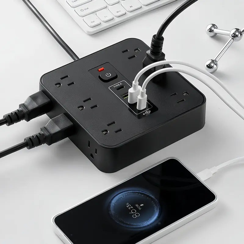 16-in-1 Power Strip with Switch & Surge Protection, Multifunctional Power Strip with 12AC Outlets & 2 USB & 2 Type-C, USB Ports Socket for Office, Home and Travel, Wall Outlet Extender,Power Socket Expander mothersdaygift SummerVibes summervibes