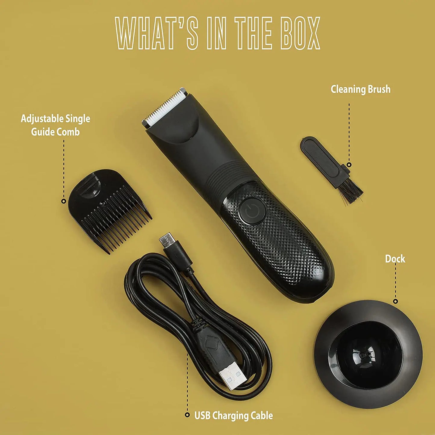 Manscape Trimmer for Men - IPX7 Waterproof Ball Trimmer w/Light & Ceramic Blade, Body Groomer for Pubic/Body/Groin Grooming, Electric Razor Shavers, USB-C Charging, No Nicks, Gifts for Him Dad