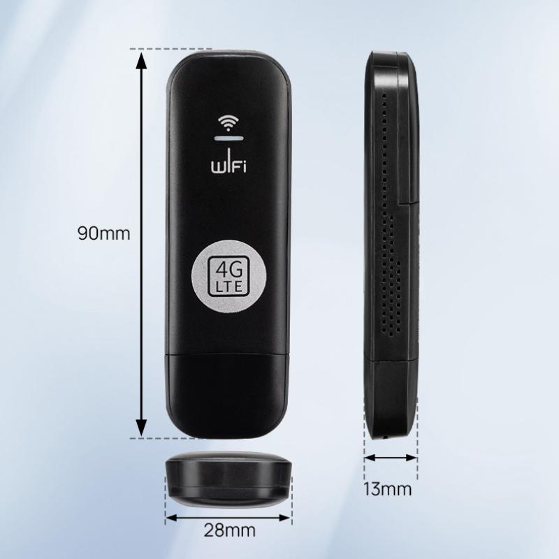 4G LTE WiFi Router【SIM Card Required】150Mbps USB Modem Unlocked Portable Car WiFi Adapter for Desktop PC Notebook TV Black Wireless Dongle Device