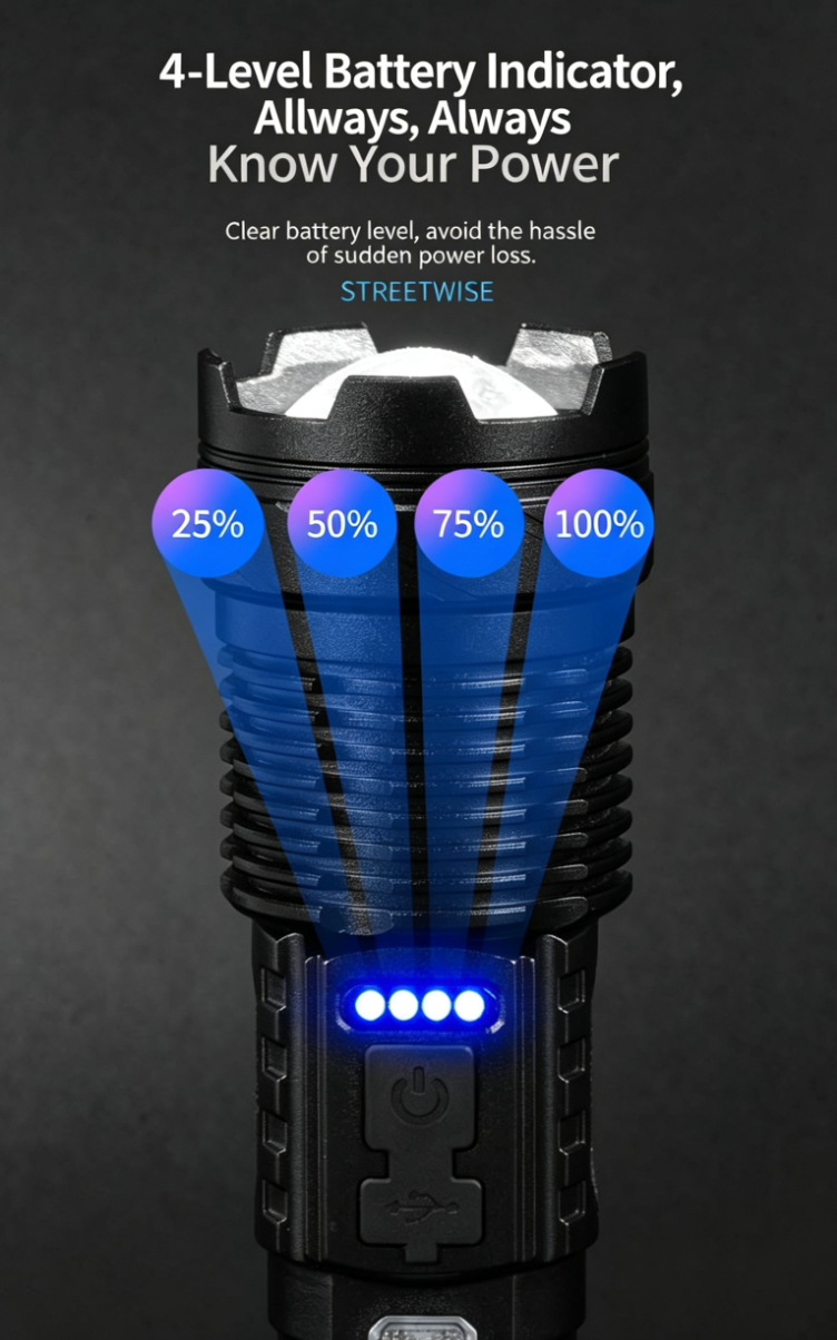 【2026 New】2-Pack Outdoor High-Brightness Flashlight – Aluminum Alloy Body, White Laser Telescopic Zoom, Searchlight, Long-Lasting Outdoor Illumination Light, Built-in 1200mAh Battery
