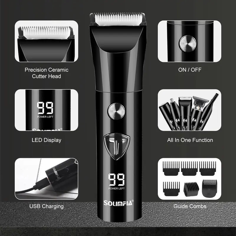 26new 5 in 1 Men's Body Hair Trimmer, Cordless Hair Clipper Set, Hair Clippers, Electric Shaver Razor Beard Trimmer for Men, Nose Hair Trimmer #GLOBAL PICKS