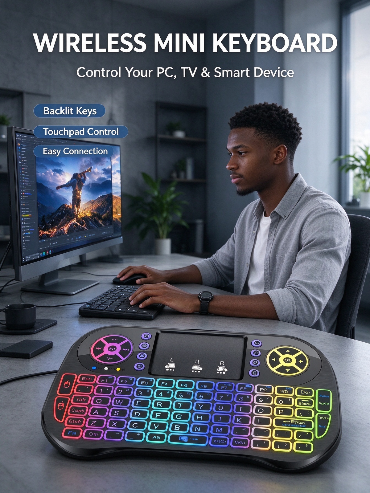 New i8 Mini Wireless Keyboard and Air Mouse Remote - Rechargeable Fly Mouse for TV Box and PC