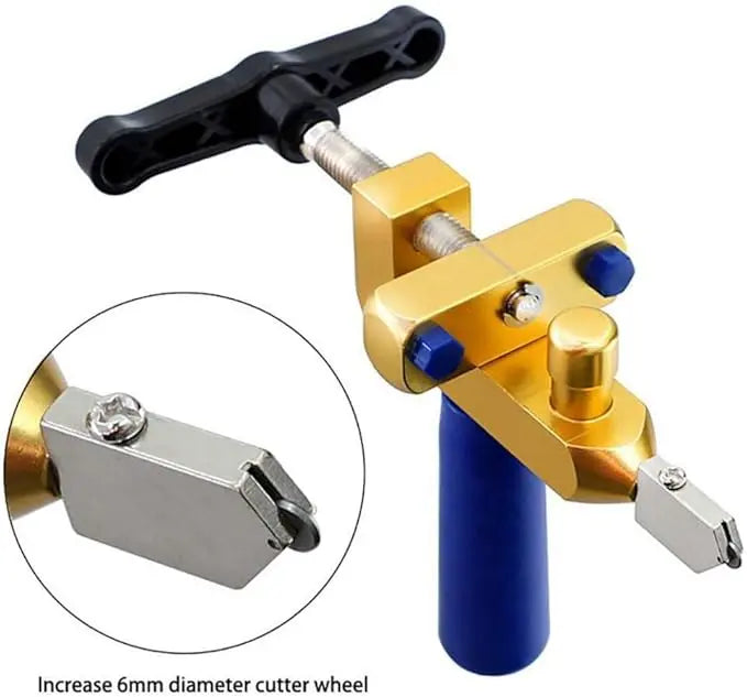 2-in-1 Glass Tile Cutter with Extra 2 Blades - Heavy Duty Cutting Tool for Glass, Mirror, Ceramic and Glazed Tiles