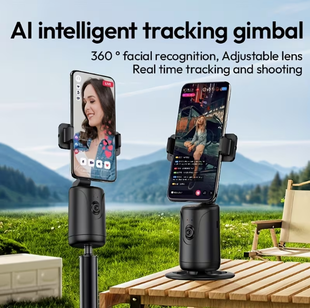 AI Face Tracking Tripod for TikTok/Vlog – Gesture Control & Remote Selfie Stick, Foldable Smart Shooting Stand, No App Required, AI Tracking, Long Battery Life, Compatible with Mobile Phones & Cameras, for Vlogging, Live Streams & Travel