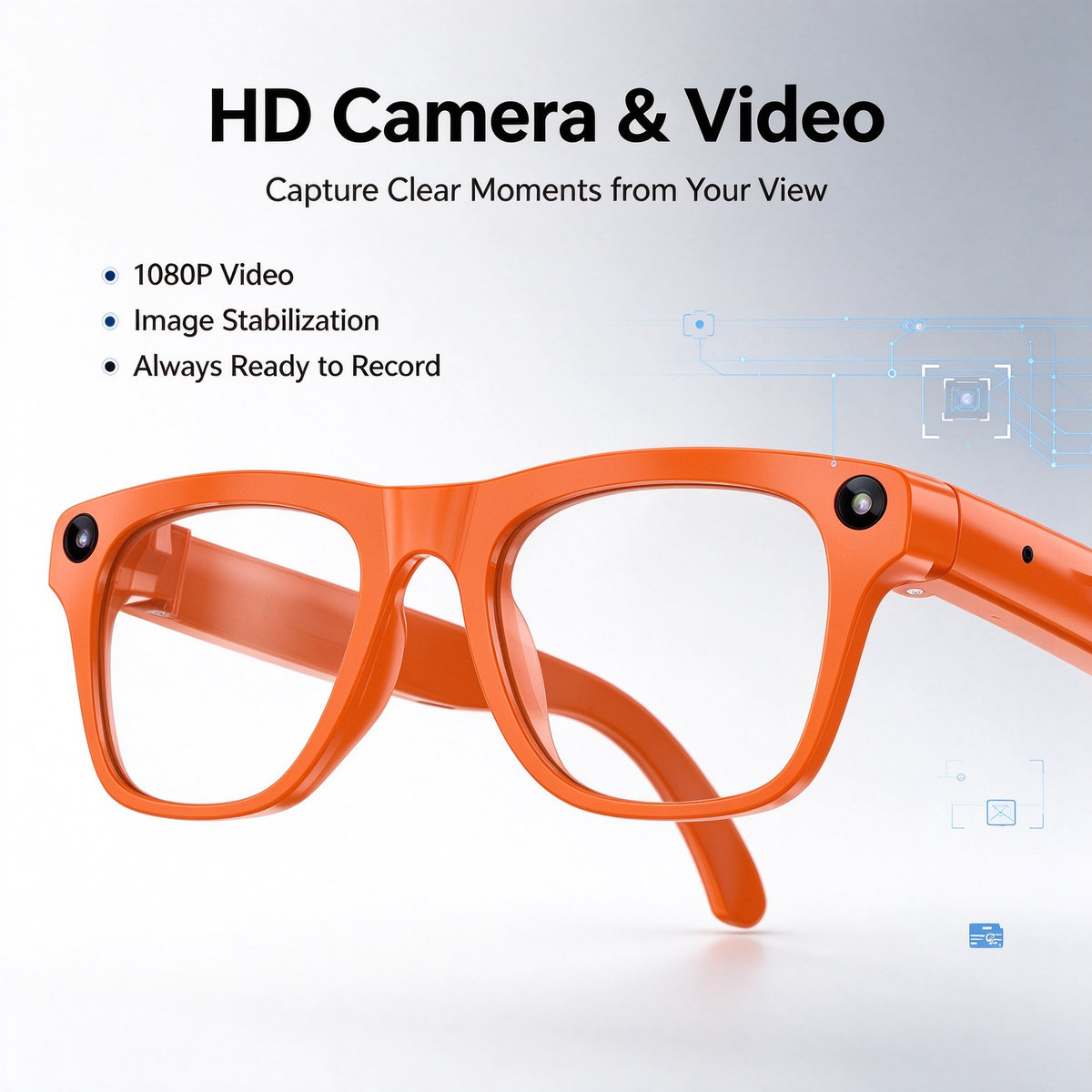 AI Smart Glasses with Camera - Photo Taking, Translation, Object Recognition, Bluetooth Calling & Music Translation Glasses