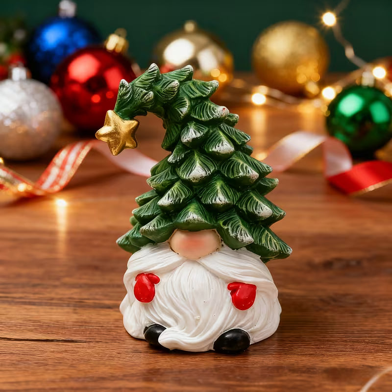 Christmas Resin Gnome – Handmade, Winter Desktop Ornament for Indoor Display