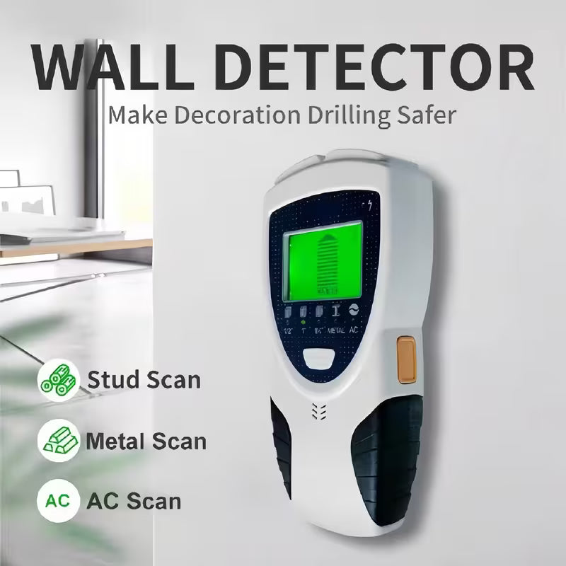 Stud Finder Wall Scanner – HD LCD, Multi-Mode Detection for Wood, Metal, AC Wires & Pipes