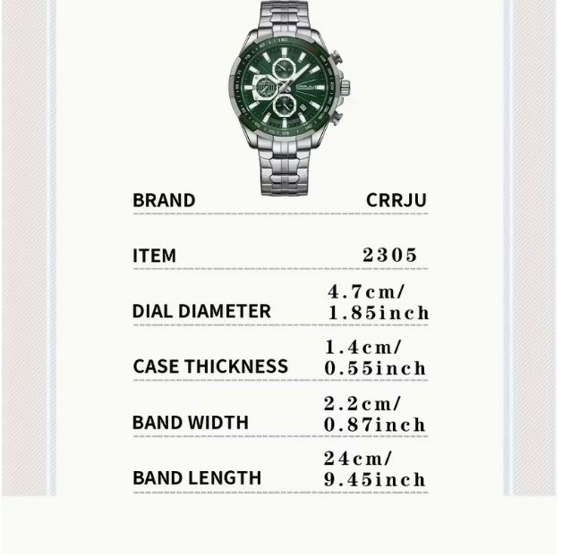 Men's Quartz Chronograph Wristwatch with Stainless Steel Strap – Classic Business & Casual Style