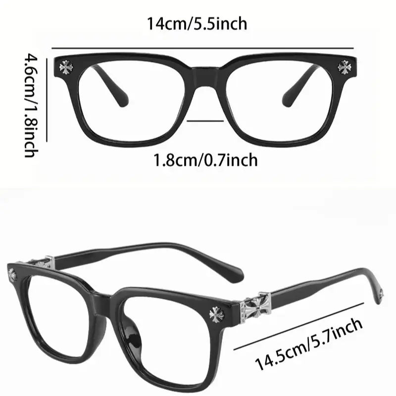 Fashion Square Frame Anti-Blue Light Glasses - Flat Lens, Metal Frame, Versatile Casual Style for All Seasons
