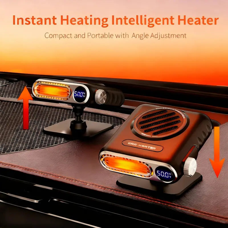 Portable 12V 150W Car Heater – Defogger & Defroster, Adjustable Heating Fan, 360° Rotatable Windshield Heater, Plugs into Cigarette Lighter