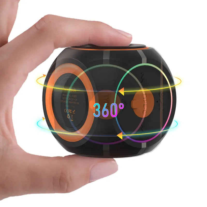 2-Inch Small Bluetooth Speaker with RGB Multi-Color Lights – Spinning Desk Toy, Portable PC Speaker, Great Gift for Boys, Teens & Men