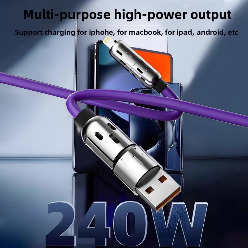 Buy 1 Get 1 Free 240W 4-in-1   1.5m Fast Charging Cable Type-C For Apple & Android Devices
