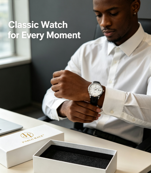 PABLO RAEZ New Men's Business Watch - Sweep Second Hand, Water Resistant Automatic Quartz Wristwatch