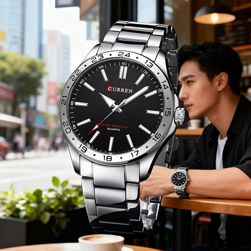 CURREN Men's Luxury Quartz Watch - Luminous Hands, Stainless Steel Strap for Business, Outdoor and Party Wear