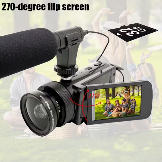HD 1080P Digital Video Camera with External Microphone – 16MP Video & Photo Recording, Ideal for Family Gatherings, Travel & Everyday Memories