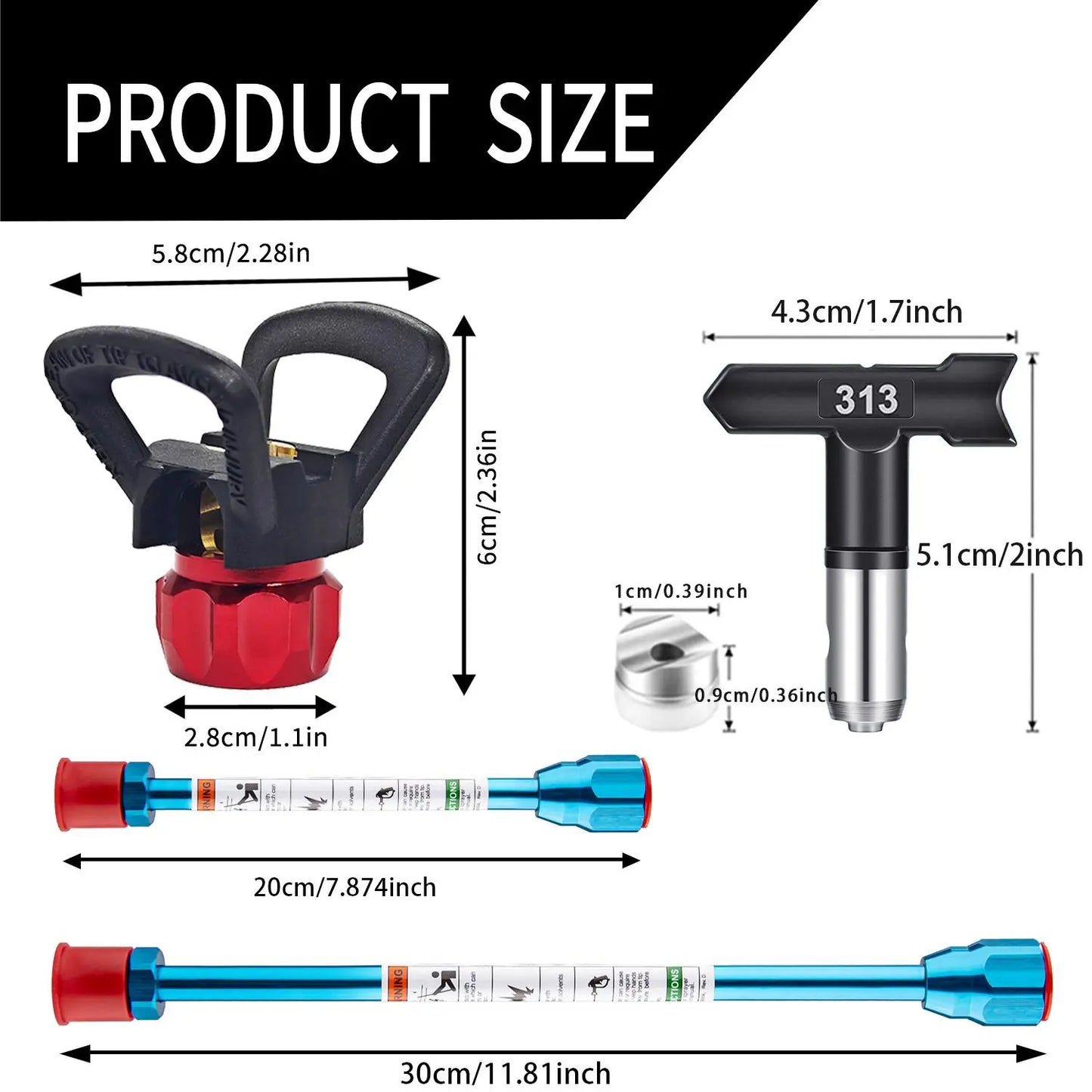 Airless Paint Sprayer Accessories Kit - Flip-Top Nozzle, Gasket, Extension Rod and Holder