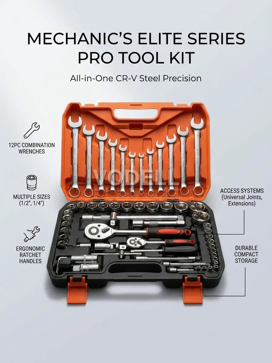 CR-V 61-Piece Ratchet Box Socket Set - Combination Socket Wrench Spanner Tool Kit