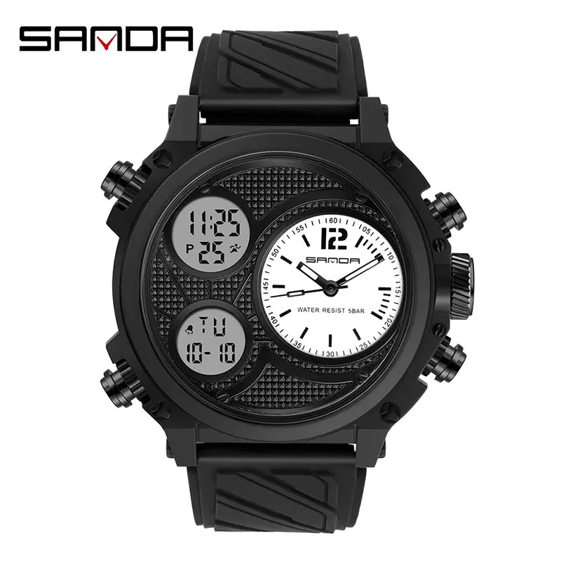 🔥 Clearance Sale – Order 1 Get 2 (One Black + One Black-Silver) 🔥 – Men's Fashion Sports Digital Watch, Waterproof Luminous Dial, Alarm & Date Display, Square Touch Display Chronograph, Trendy Multifunctional Vintage Design
