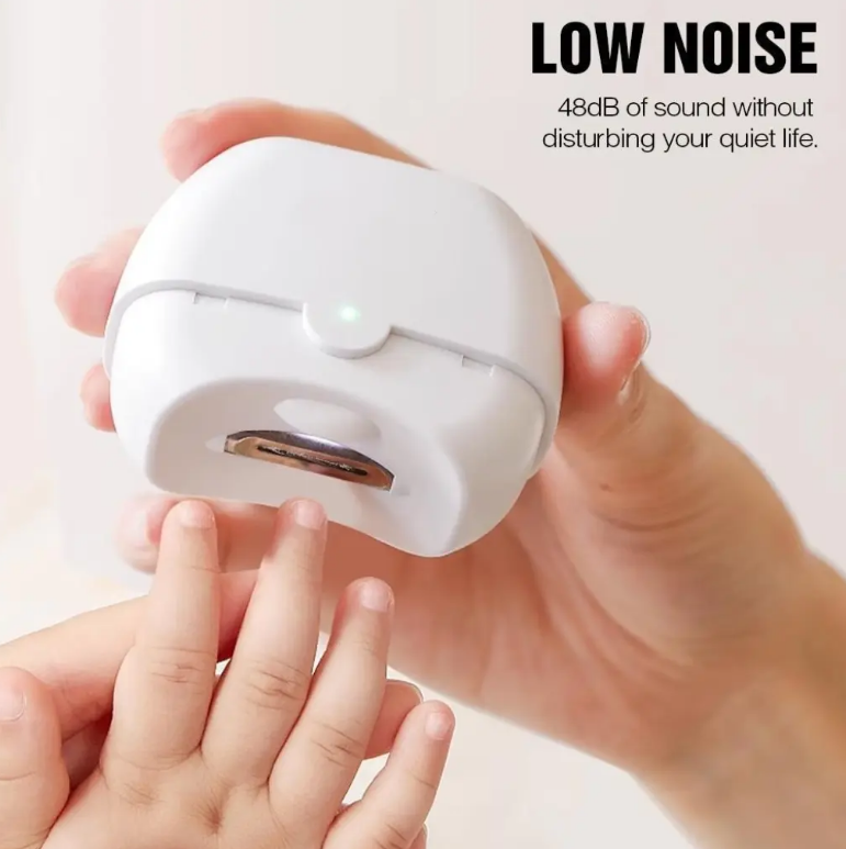 White Electric Nail Clippers with LED Light, Quiet Rechargeable Nail Trimmer, Portable Nail Care Tool for Home & Travel