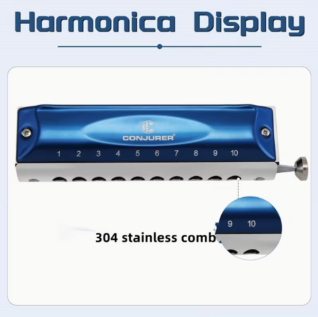 10-Hole 40-Tone Chromatic Harmonica – Beginner-Friendly, Smooth Play, Compact Design