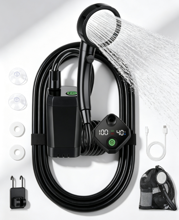 Portable Shower – 6000mAh, IPX8 Waterproof for Camping, Pets & Car Washing