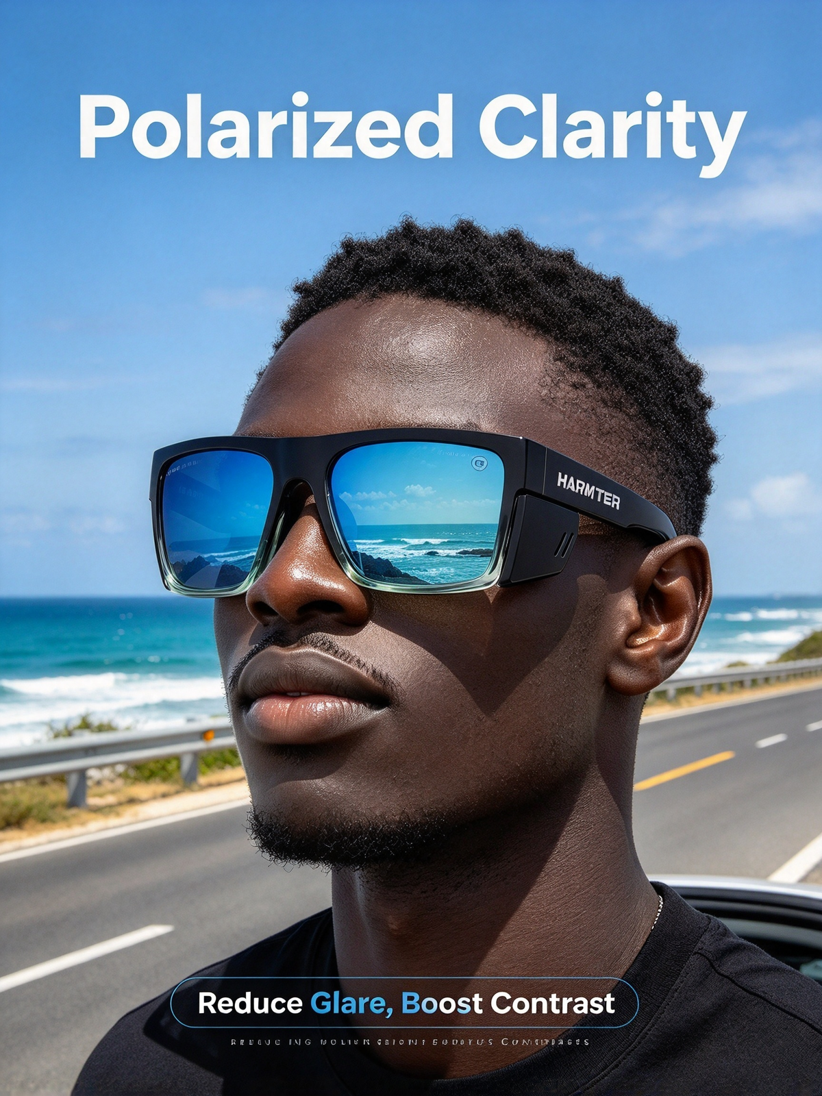 HARMTTER Sports Cycling Sunglasses - Windproof UV Protection Polarized Goggles for Bike Riding