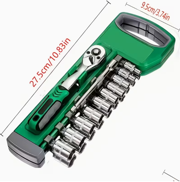 12-Piece Socket Wrench Set with Ratchet Handle – 72-Tooth, Dual-Direction, Professional Repair Tool