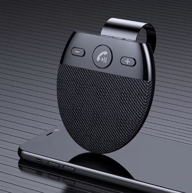 V5.0 Wireless Car Speakerphone Kit – Hands-Free Sun Visor Music Player with Microphone