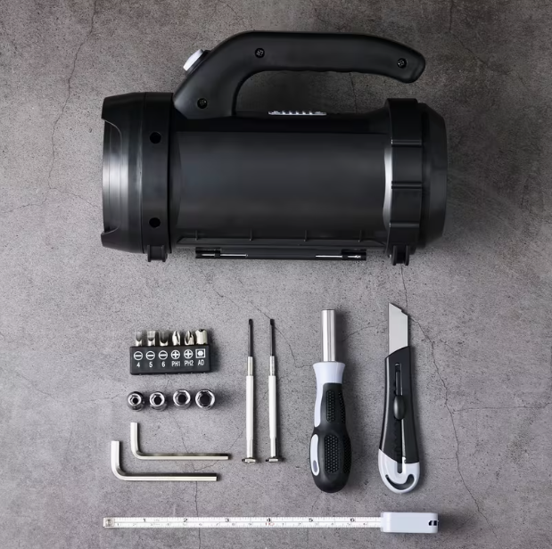 18-in-1 Multi-Function Tool with Flashlight – Outdoor & Vehicle Emergency Repair Kit, Includes Bits, Utility Knife & Tape Measure