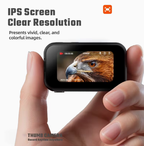 1080P Thumb Action Camera – Compact Clip-On Body Cam for Sports, Outdoor Activities, Work, Travel, Pet Walking & Vlogs
