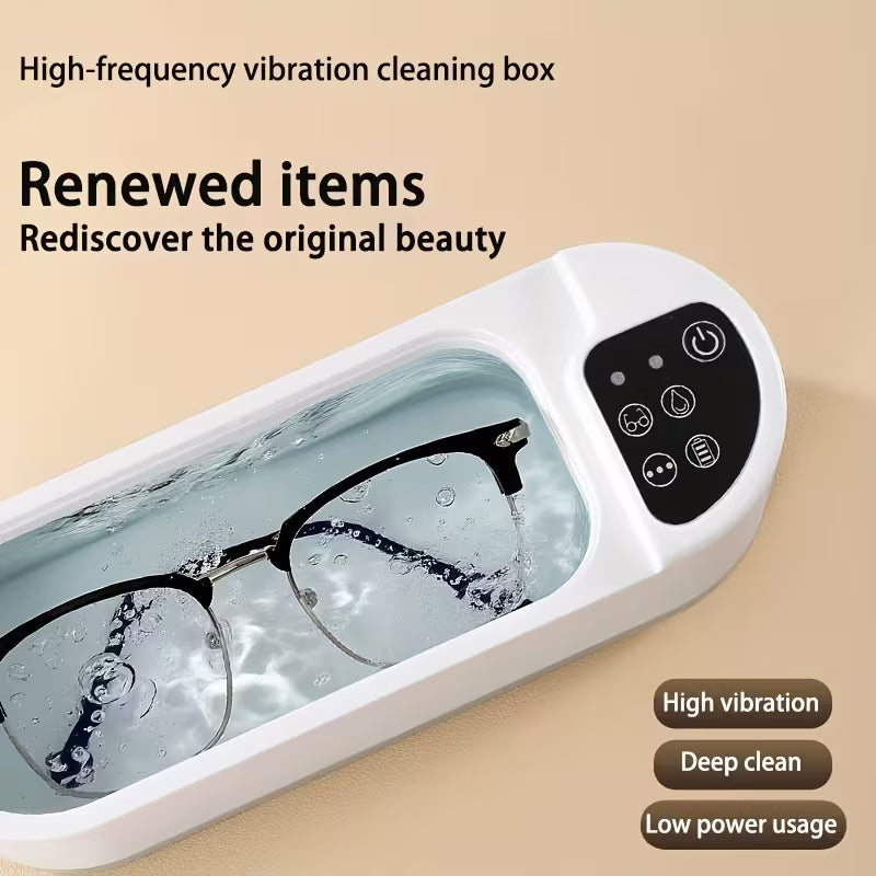 Multi-Functional Portable Rechargeable USB Ultrasonic Cleaner, High-Frequency Vibration for Jewelry, Glasses & Watches