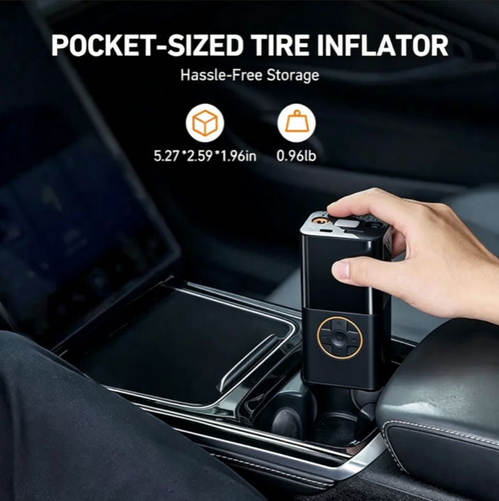 Portable Tire Inflator Air Compressor - Digital Dual Display, 150 PSI, LED Light for Cars, Motorcycles, Bikes and Balls