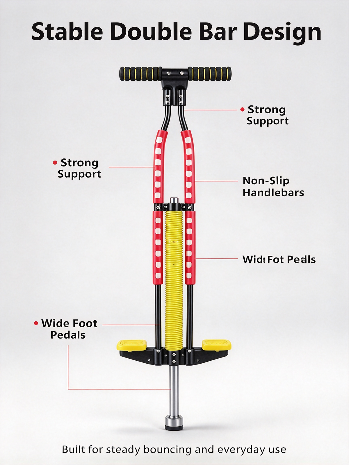 Double Bar Pogo Stick - Max Weight 85kg, with Full Safety Protective Kit for Kids Outdoor Play