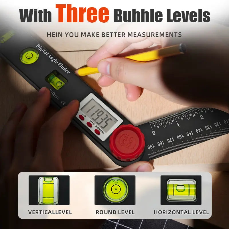 2-in-1 Angle Finder Ruler - 7 Inch/200mm Angle Measuring Tool for Woodworking, Carpentry, Construction and DIY