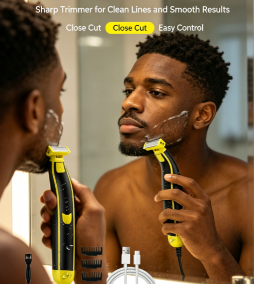 Men's Wet and Dry Electric Shaver - Fully Washable Body Razor with USB Charging for Body Grooming
