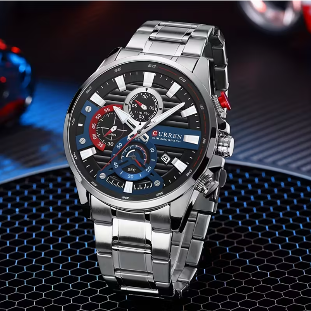 Men's Stainless Steel Chronograph Watch – Luminous Hands, Classic Stylish Design, Multifunctional, Perfect for Outdoor Parties