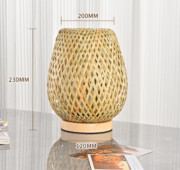 Wabi-Sabi Bamboo Woven Night Light – Vintage Hollow Table Lamp, Retro Zen Ambiance Light for Tea Rooms, Bedrooms, Guesthouses & Bedside