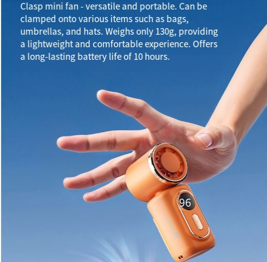 3-in-1 Portable Clip Fan – 3000mAh Rechargeable, 5-Speed, 180° Adjustable, USB Mini Cooling Fan for Travel, Office & Personal Use