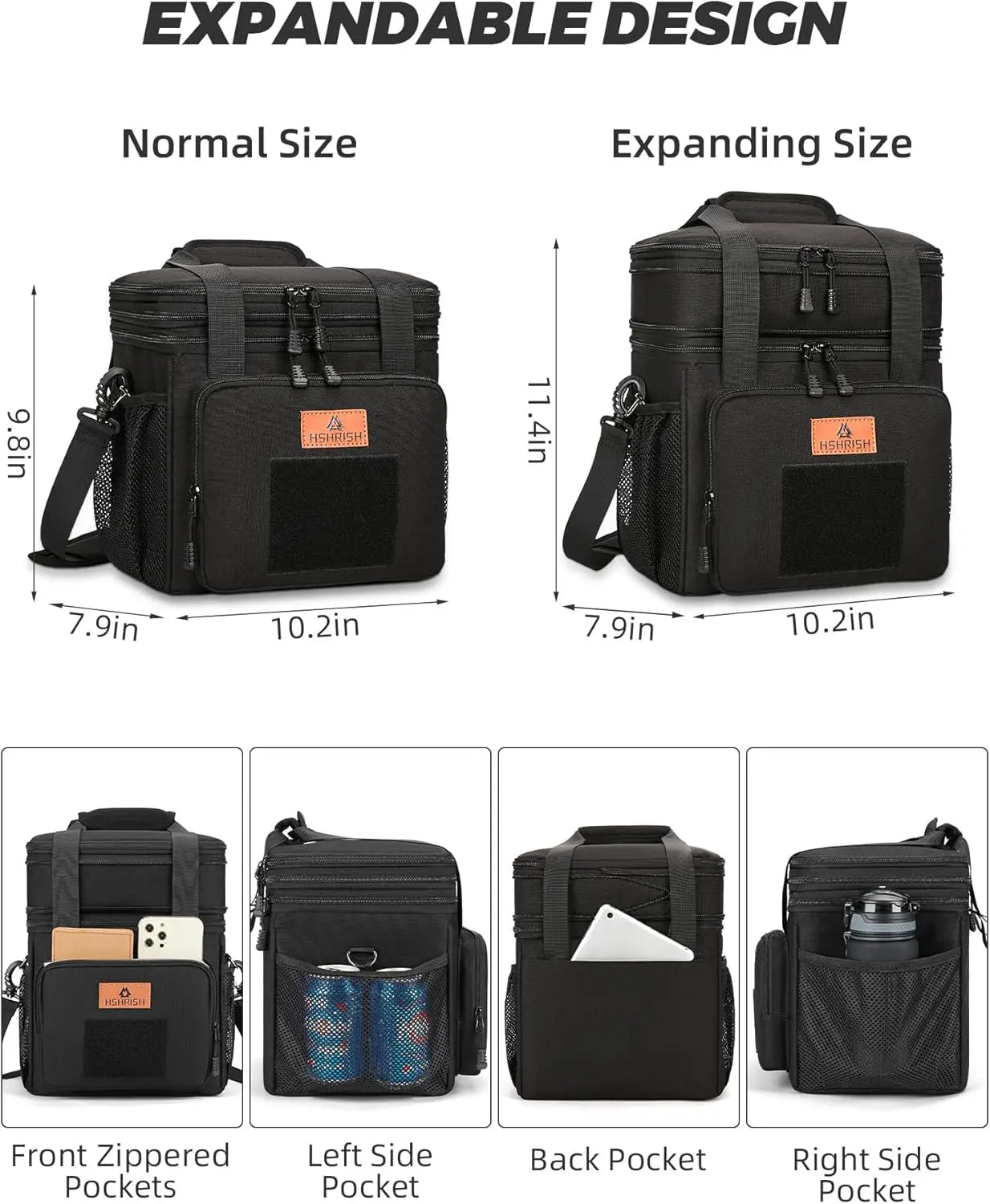HSHRISH LB04 Tactical Lunch Cooler Bag - 16L Insulated, 20-Can Capacity for Work and Camping