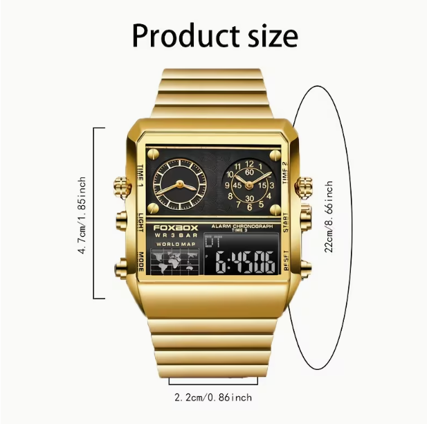 Men's & Women's Square Electronic Watch – 3ATM Waterproof, Outdoor Chronograph, Business Casual Style