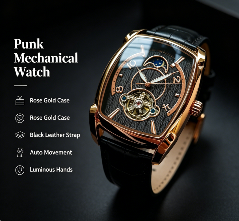 Men's Business Fashion Mechanical Watch – Waterproof, Trendy All-Match Design, Exquisite Gift with Box for Birthday, Party & Daily Wear