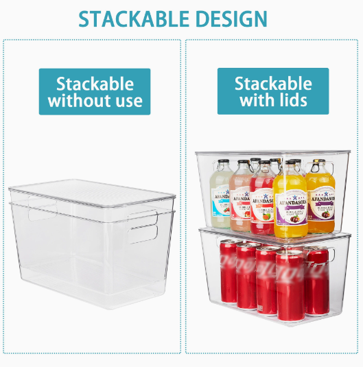 Cash on Delivery – 6 Pack Clear Stackable Storage Bins with Lids, Large Plastic Containers with Handle for Pantry Organizer and Storage – Perfect for Bathroom, Cabinet, Kitchen, Fridge, Closet Organization