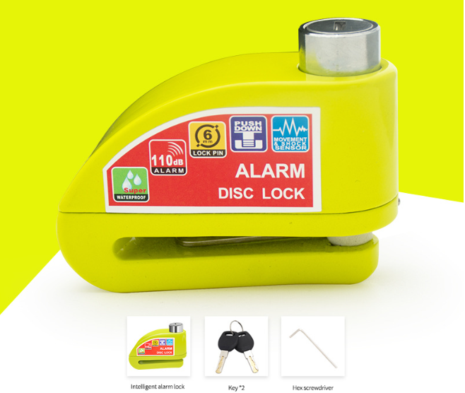 Disc Brake Lock with Alarm – Round Aluminum Alloy Anti-Theft, Security Protection for Motorcycles & Bicycles