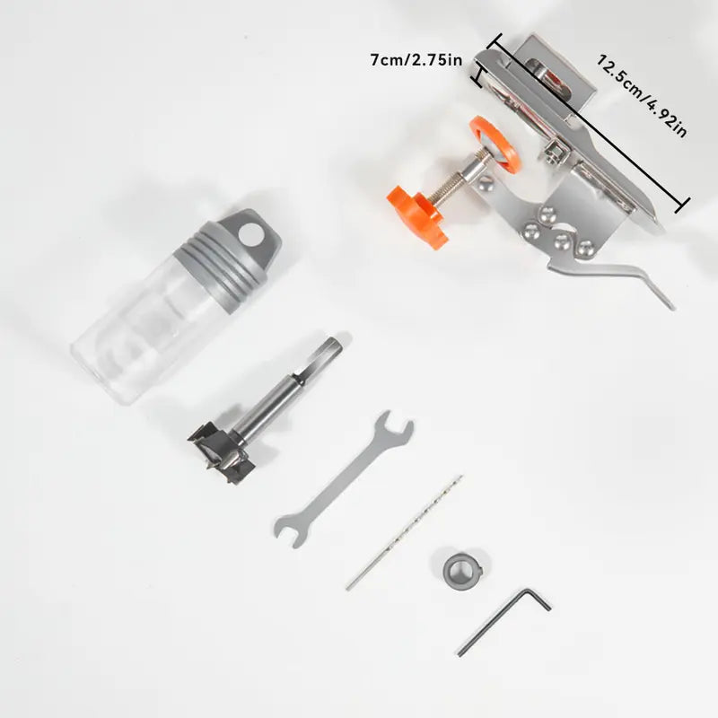 Concealed Door Hinge Jig – 35mm Stainless Steel Locking Cabinet Hinge Jig, Adjustable Drilling Positioning Tool for Accurate Hole Drilling, Cabinet Hardware Kit