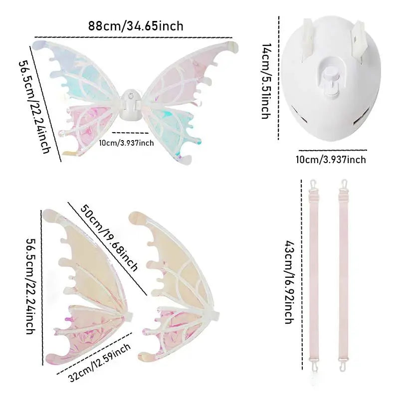 LED Light Up Butterfly Wings - Battery Powered Colorful Glowing Wings for Party, Festival and Holiday Props (Batteries Not Included)