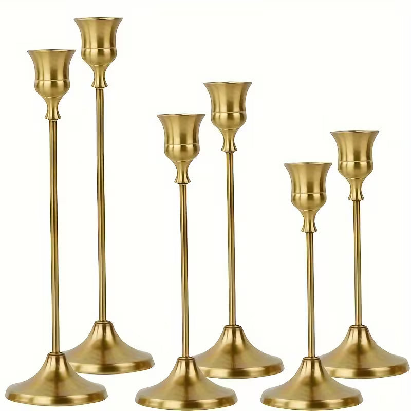 12Pcs Metal Bell Candle Holders – Brushed Gold, for Christmas, Weddings & Banquet Centerpieces (Candles Not Included)