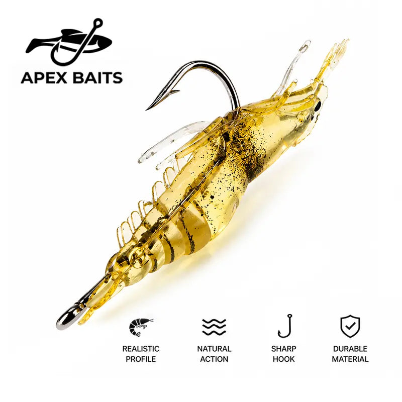 60-Piece Realistic Shrimp Soft Lures 1.5-Inch - Soft Bait for Freshwater and Saltwater Fishing