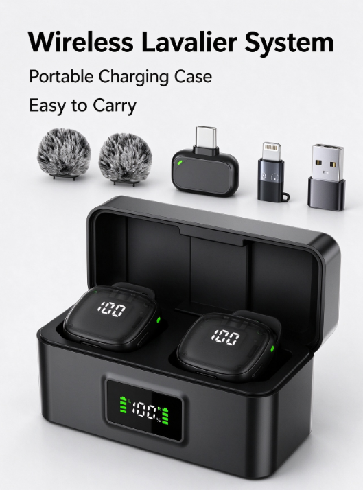 Mic3 AI Wireless Lavalier Microphone – Bluetooth, Noise Cancelling, Clip-On for Video & Streaming