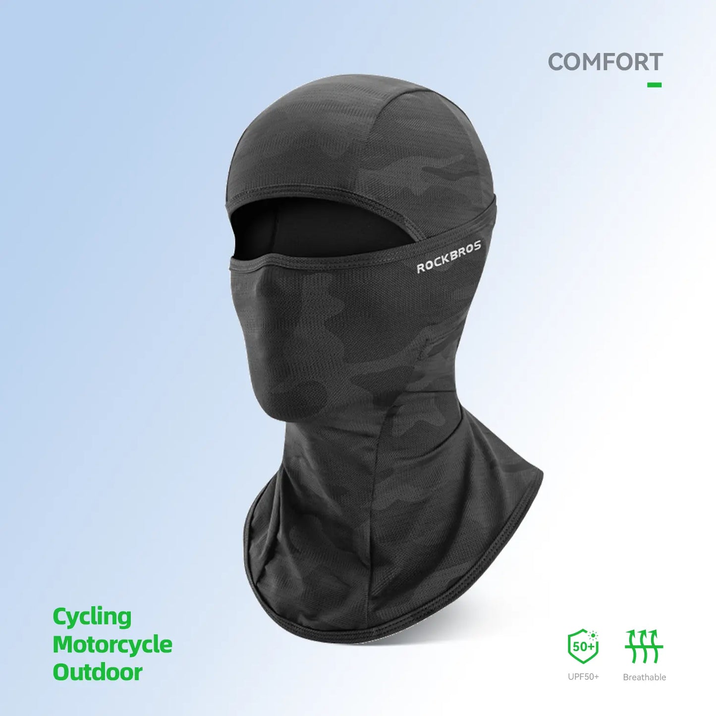 ROCKBROS 3-Pack Summer Balaclava Face Mask - UV Protection Cooling Neck Gaiter, Breathable Face Covering for Motorcycle and Cycling